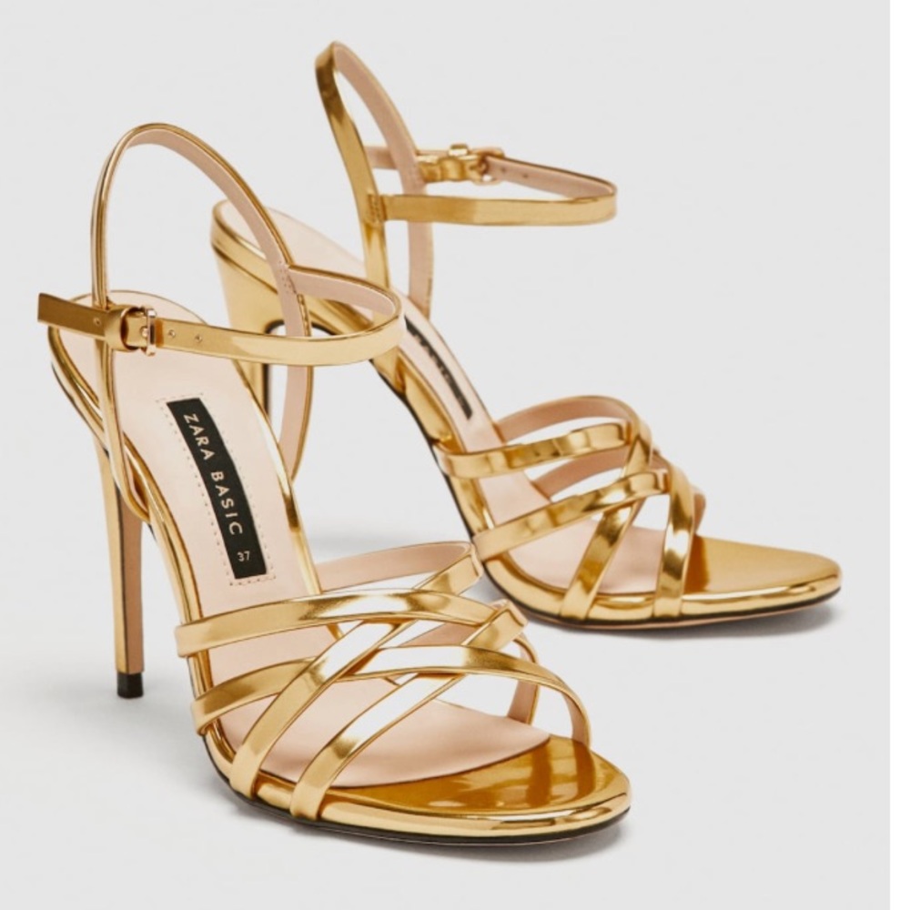Zara Gold Strappy Heels